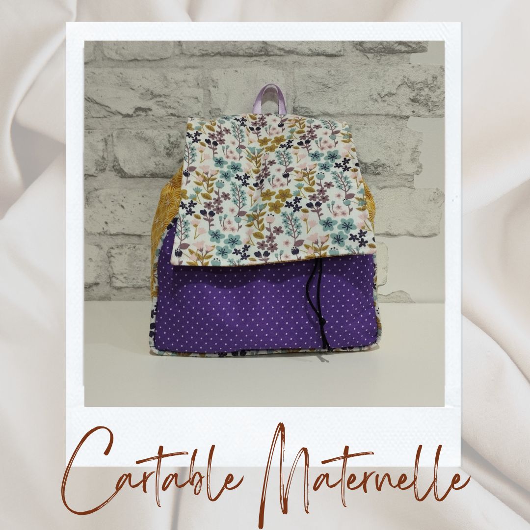Catable maternelle fleuri violet pois
