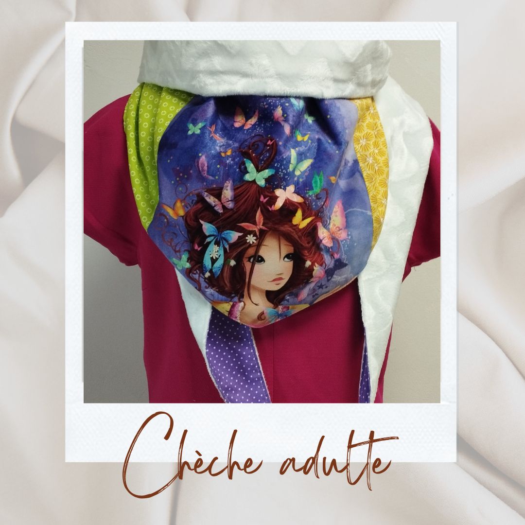 Chèche adulte fille aux papillons