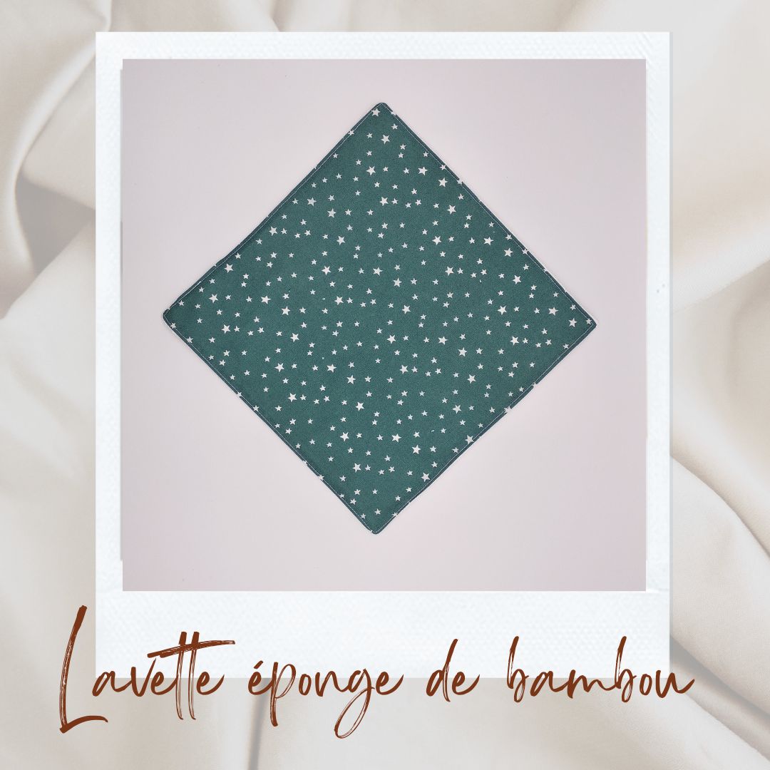 Lavette lavable vert grisé étoile
