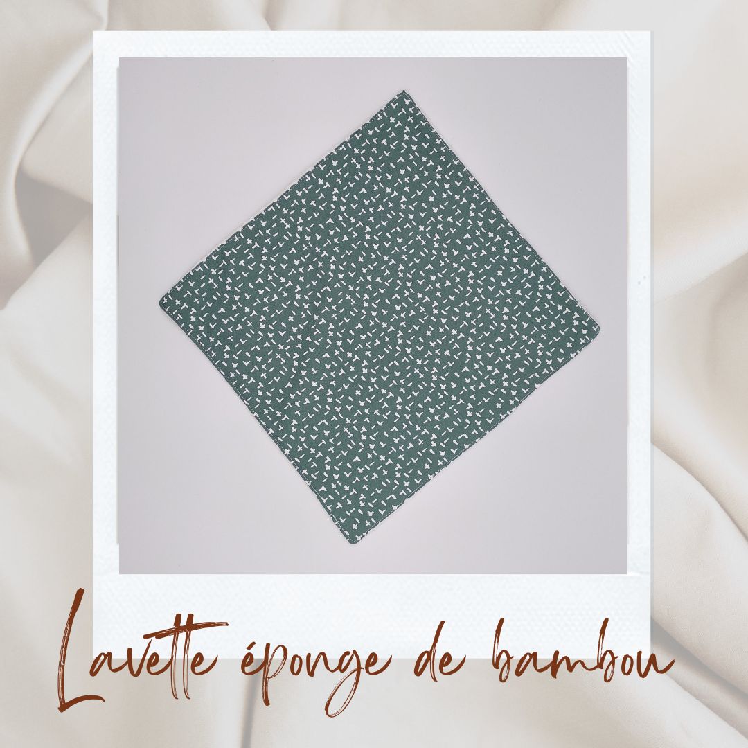 Lavette lavable vert grisé traits